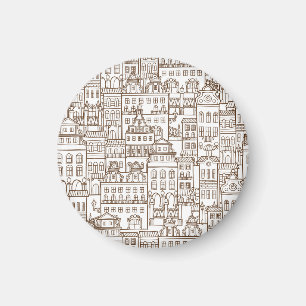 Vintage Häuser: Architektur nahtlos Muster. Magnet