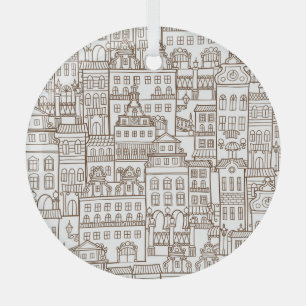 Vintage Häuser: Architektur nahtlos Muster. Ornament Aus Glas