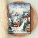 Vintage Häuser Winter Wunderbares Land Weihnachten<br><div class="desc">Ein wunderschönes Aquarellbild Vintager alter Zuhause in einem schneebedeckten Weihnachtsdorf auf dieser Weihnachts-/Feiertagskarte. Drucken oder sofortiger Download.</div>