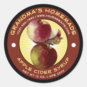 Vintage, hausgemachte Apple Cider Sirup Label-Vorl Runder Aufkleber