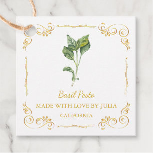 Vintage hausgemachte Basilika Pesto Square Hang Ta Geschenkanhänger