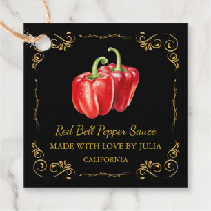 Vintage hausgemachte Bell Pepper Sauce Square Hang Geschenkanhänger