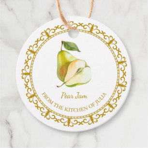 Vintage hausgemachte Birne Jam Hang Tag l White Geschenkanhänger
