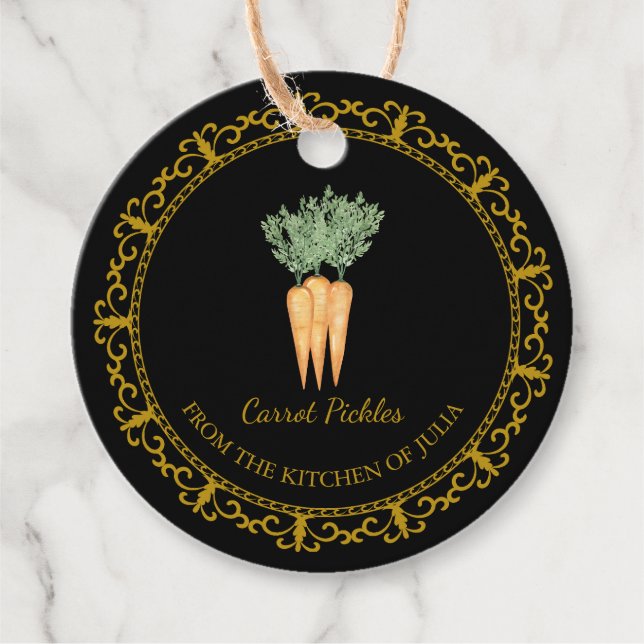 Vintage hausgemachte Carrot Pickle Hang Tag Geschenkanhänger (Vorderseite)
