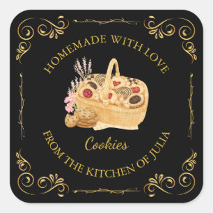 Vintage hausgemachte Cookies Quadrat Etikett Quadratischer Aufkleber