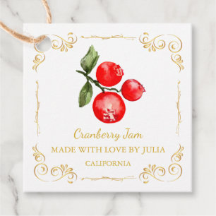Vintage hausgemachte Cranberry Jam Square Hang Tag Geschenkanhänger