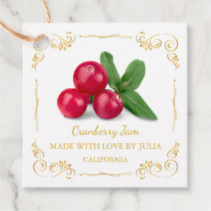 Vintage hausgemachte Cranberry Jam Square Hang Tag Geschenkanhänger