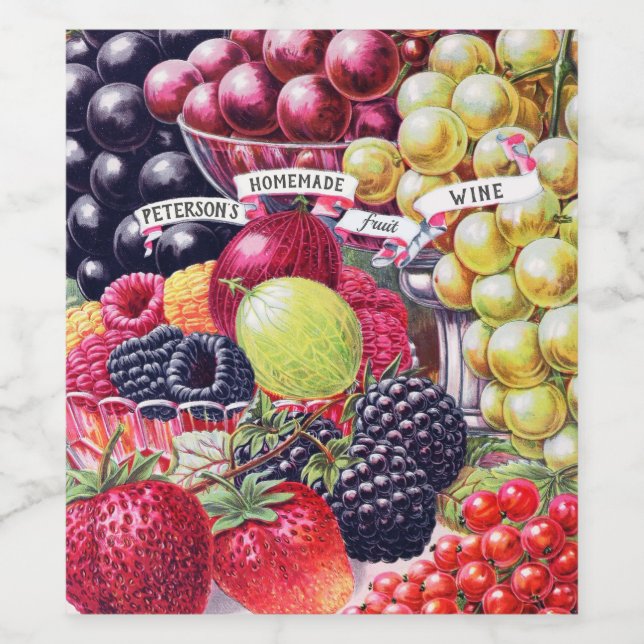 Vintage hausgemachte Früchte Weinetikett (Einzelnes Label)