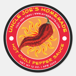Vintage hausgemachte Hot Chili Pepper Sauce Runder Aufkleber
