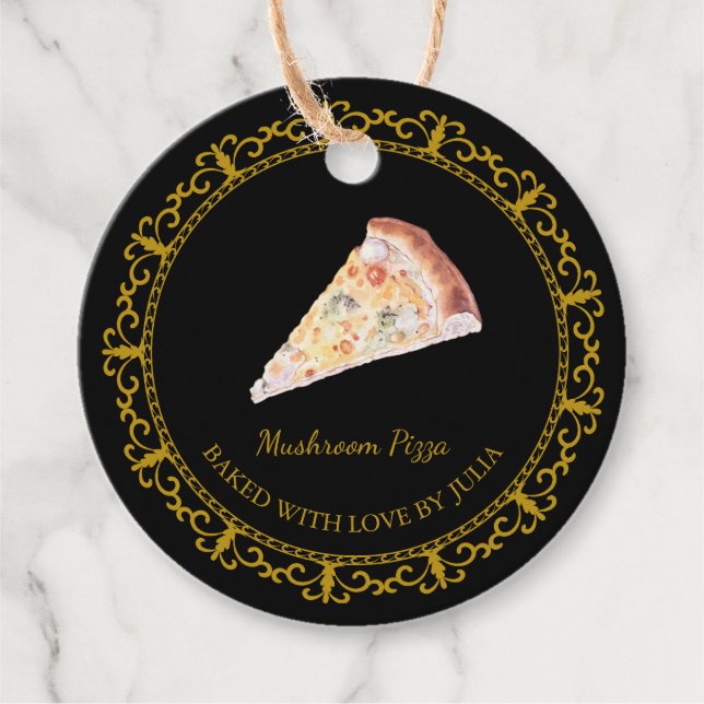 Vintage hausgemachte Pizza Hang Tag Geschenkanhänger (Vorderseite)