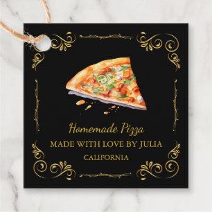 Vintage hausgemachte Pizza Square Hang Tag Geschenkanhänger