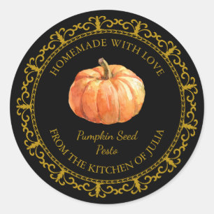Vintage hausgemachte Pumpkin Seed Pesto Label l Bl Runder Aufkleber