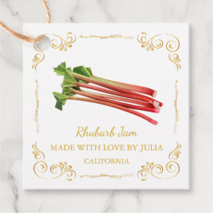 Vintage hausgemachte Rhubarb Jam Square Hang Tag Geschenkanhänger
