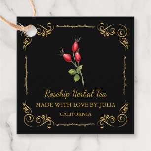 Vintage hausgemachte Rosehip Tea Square Hänge Tag Geschenkanhänger