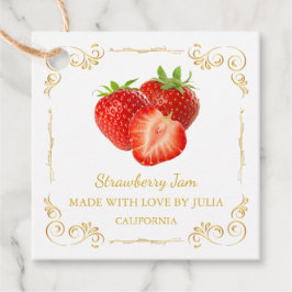 Vintage hausgemachte Strawberry Jam Square Hang Ta Geschenkanhänger