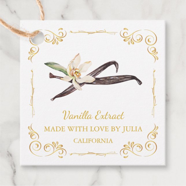 Vintage, hausgemachte Vanilla Extract Square Hang  Geschenkanhänger (Vorderseite)