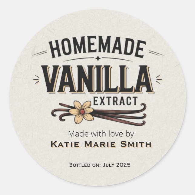 Vintage hausgemachte Vanilla Extrahierung Runder Aufkleber (Vorderseite)