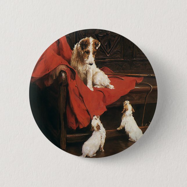Vintage Haustiere, Jack Russel Terrier Hunde Button (Vorderseite)