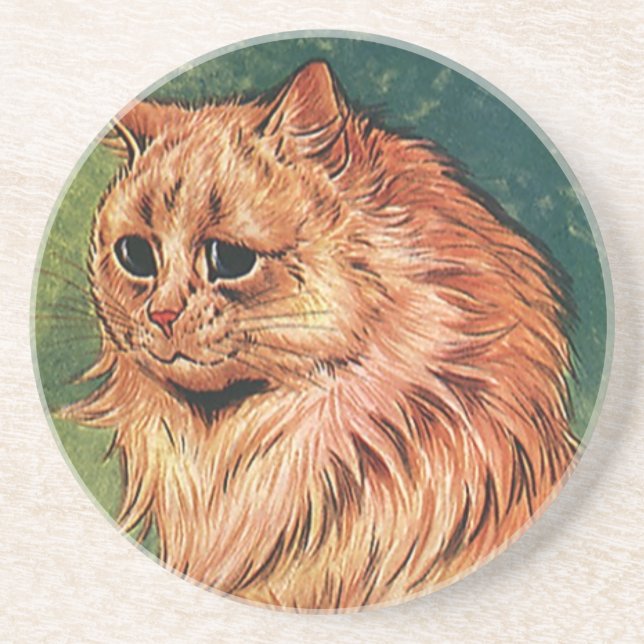 Vintage Haustiere, Orangenkatze mit langer Haare Getränkeuntersetzer (Vorne)