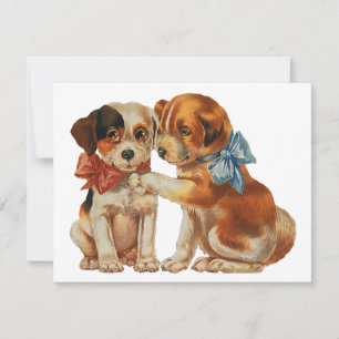 Vintage Haustiere, Welpen, Liebe mit Bogen