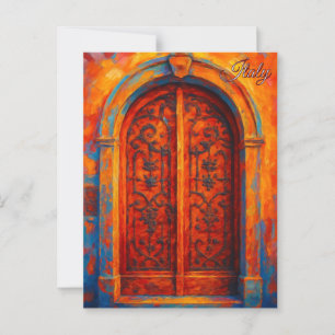 Vintage Haustür Bergamo Italien Retro Europe Postkarte