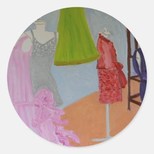 Vintage Haute Couture Runder Aufkleber (Vorderseite)