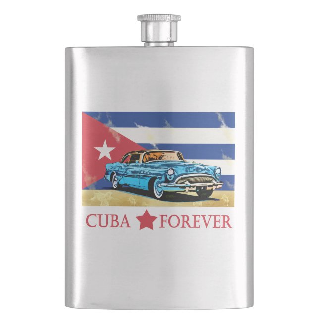 Vintage Havana Kuba Flag Classic Car Flachmann (Vorderseite)