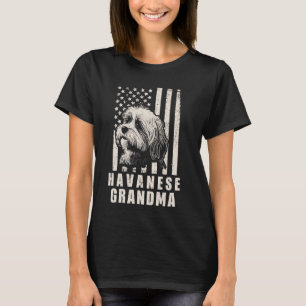 Vintage Havanese Hund Oma American Flag Geschenke T-Shirt