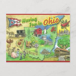 Vintage Having Fun in Ohio Postkarte