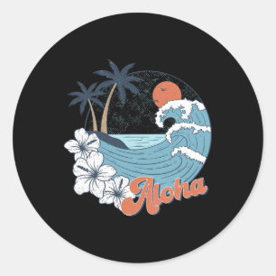 Vintage Hawaii Aloha Staat Hawaiian Strand Surfen Runder Aufkleber