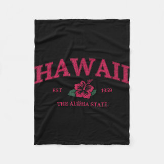 Vintage hawaii aloha state hibiscus flower summer fleecedecke