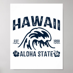 Vintage Hawaii Aloha State Welle Surfen Hawaiian S Poster