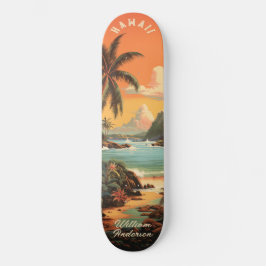 Vintage Hawaii Beach Sunset Skateboard