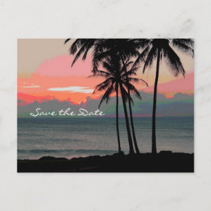 Vintage Hawaii-Hochzeit in Urlaubsort Ankündigungspostkarte