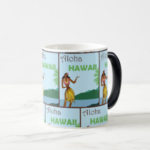 Vintage Hawaii Hula Mädchen – Retro-Reiseplakat Ku Verwandlungstasse