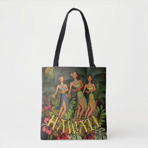 Vintage Hawaii Hula-Tänzer Retro Tiki Palme