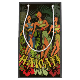 Vintage Hawaii Hula Tänzer Retro Tiki Palme Kleine Geschenktüte
