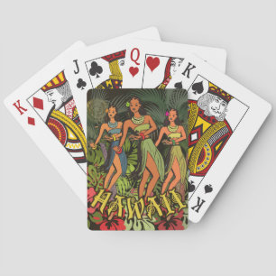 Vintage Hawaii Hula-Tänzer Retro Tiki Palme Spielkarten