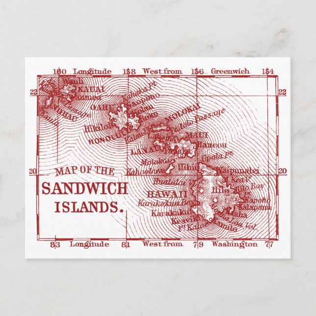 Vintage Hawaii-Karte, rot Postkarte (Vorderseite)
