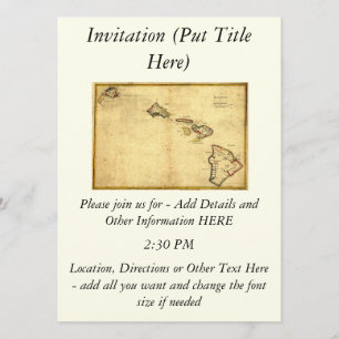Vintage-Hawaii-Karte von 1837 -  Hawaiianische Ins Einladung