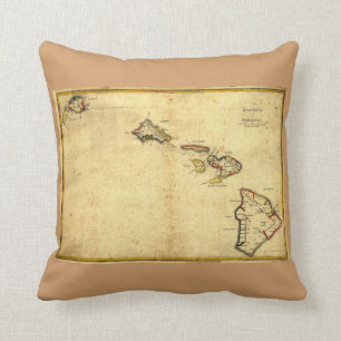 Vintage-Hawaii-Karte von 1837 - Hawaiianische Ins Kissen
