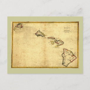 Vintage-Hawaii-Karte von 1837 -  Hawaiianische Ins Postkarte