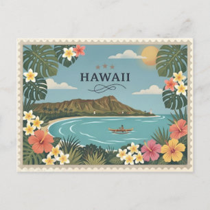 Vintage Hawaii Reise Waikiki Diamond Head Feiertagspostkarte