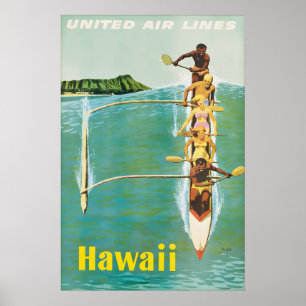 Vintage Hawaii-Reiseposter United Air Lines Poster