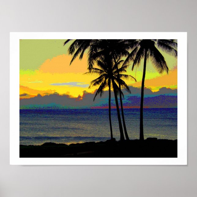 Vintage Hawaii-Sonnenuntergang Poster (Vorne)