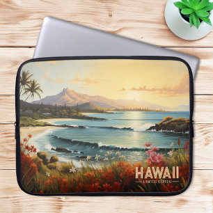 Vintage-Hawaii-Strand-Tropisches-Paradies-Gemälde Laptopschutzhülle
