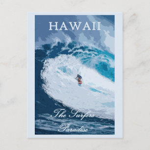 Vintage Hawaii Surfen Surfer Reise Postkarte