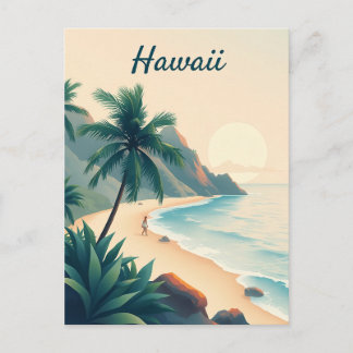 Vintage Hawaii Travel Illustration Postkarte