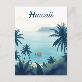 Vintage Hawaii Travel Illustration Postkarte