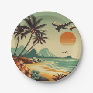 Vintage Hawaii/Tropisch Pappteller